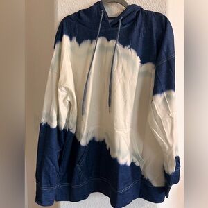Women's 2X Tie Dye Long Sleeve Hoodie Pullover Drawstring with Pocket Sweatshirt